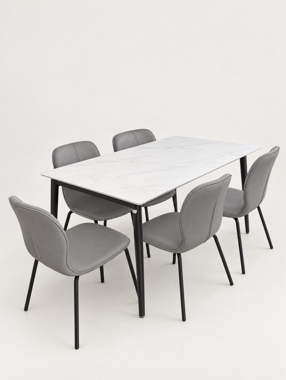 Juego de Comedor de Mármol con Sillas Crema