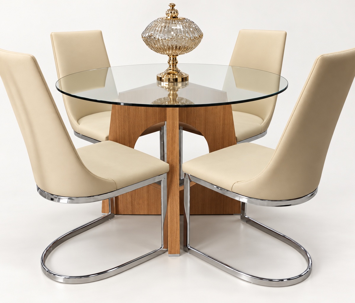 Juego de Comedor Redondo de Cristal